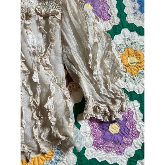 Antique Edwardian White Net Lace Silk Blouse Crochet Panels High Neck AS IS - Picture 4 of 16